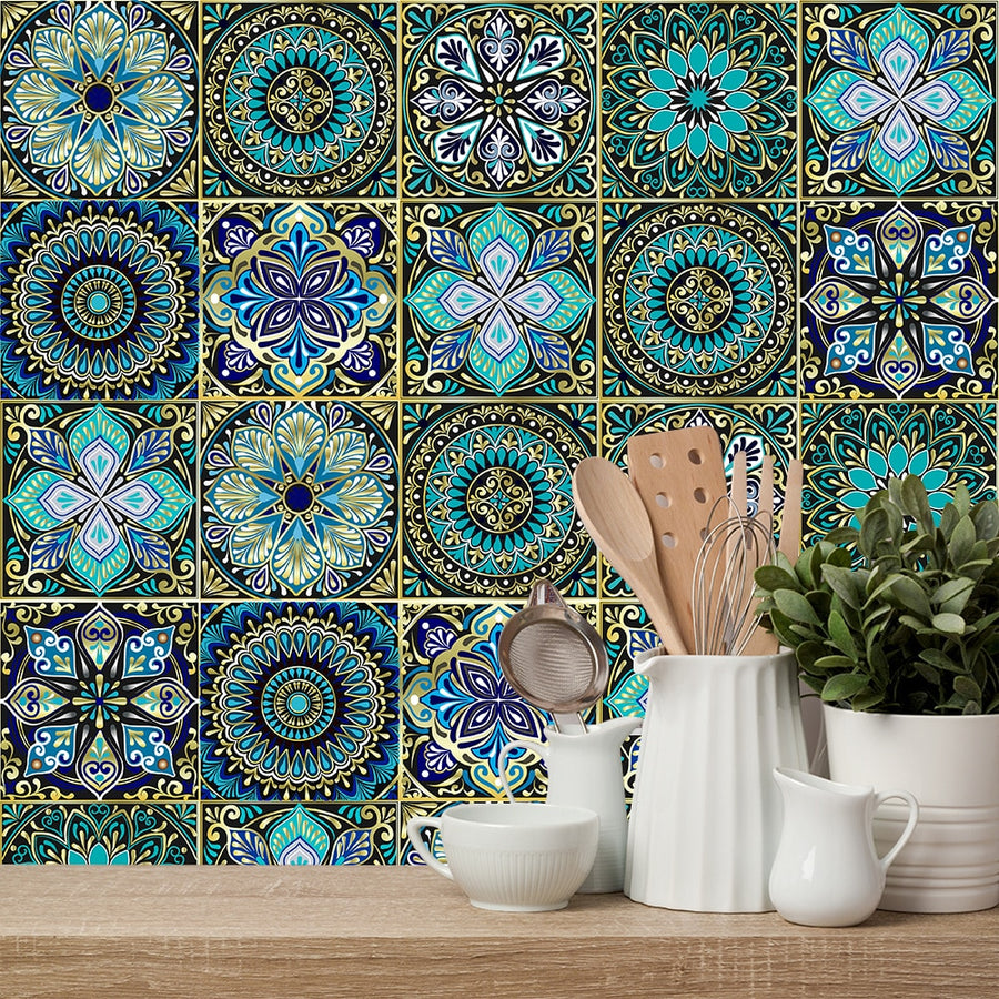 10 Piece Set of Boho Mandala Tile stickers